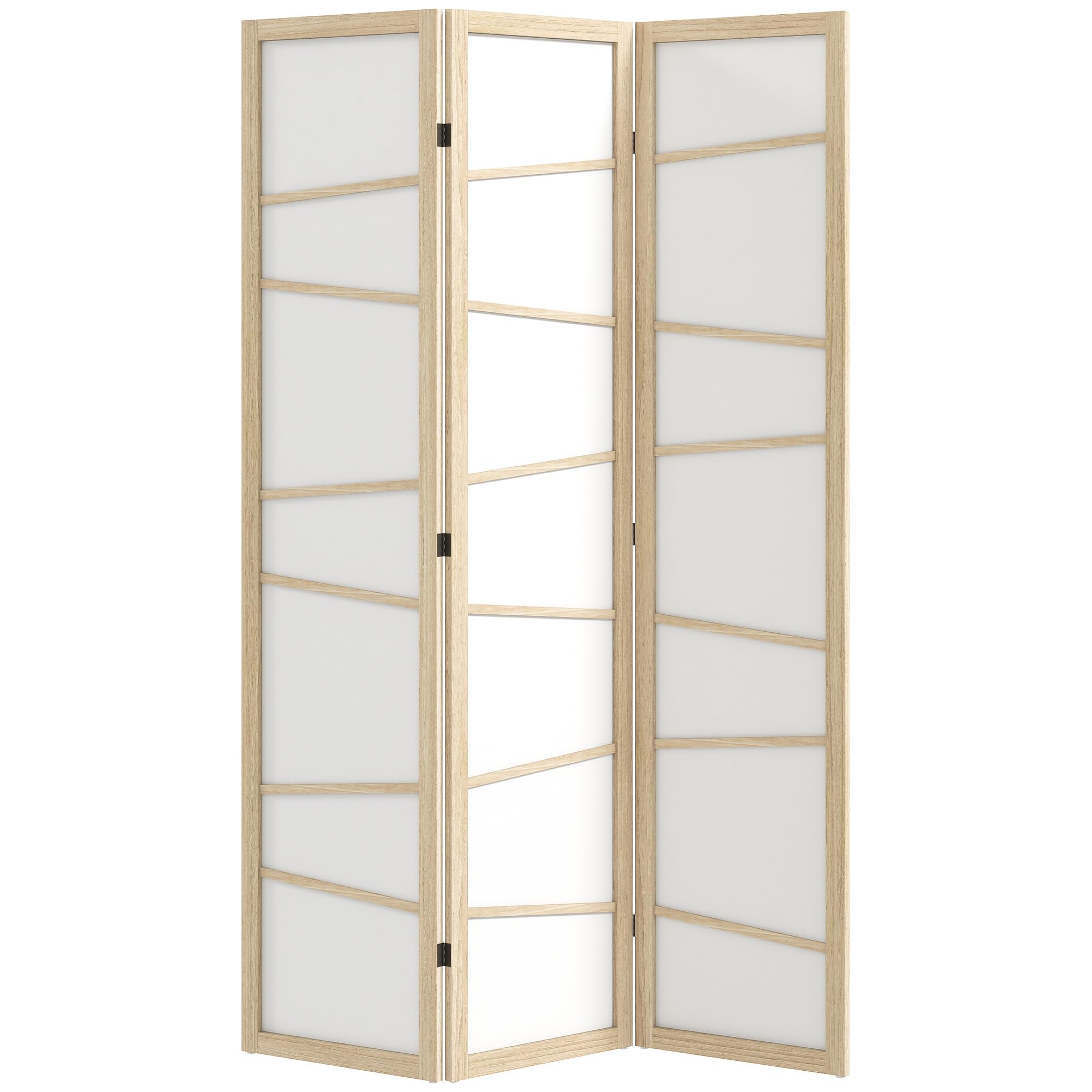 HOMCOM 3 Panel Room Divider, Wooden Folding Privacy Screen, Freestanding Wall Partition Separator for Bedroom, Natural Wood Finish