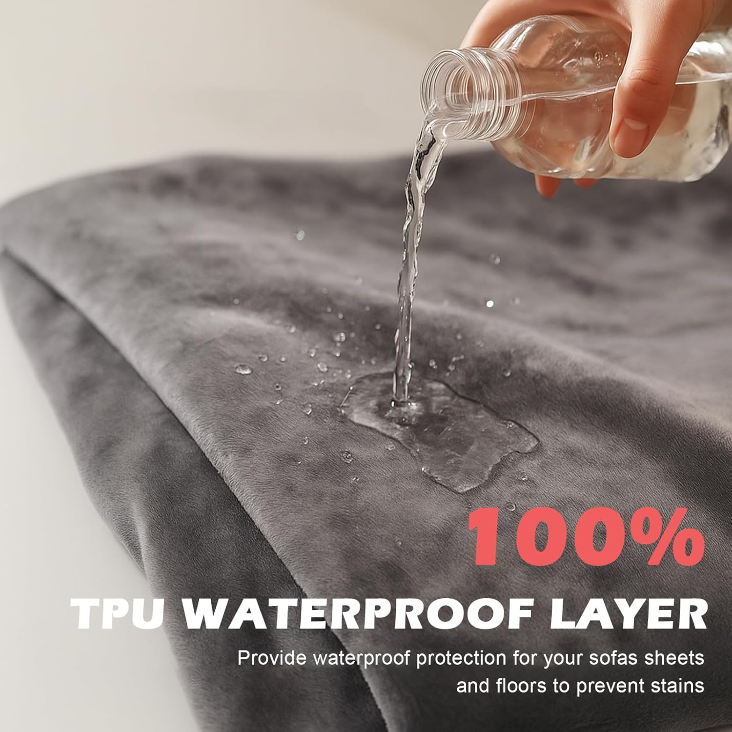 Waterproof Blanket for Bed Intimacy, Love Blanket Waterproof and Stain Proof, Absorbent, Washable Bed Protector for Couples, Liquid-Resistant Throw for Mattress Protection (80x60 Inch, Grey) - Image 5