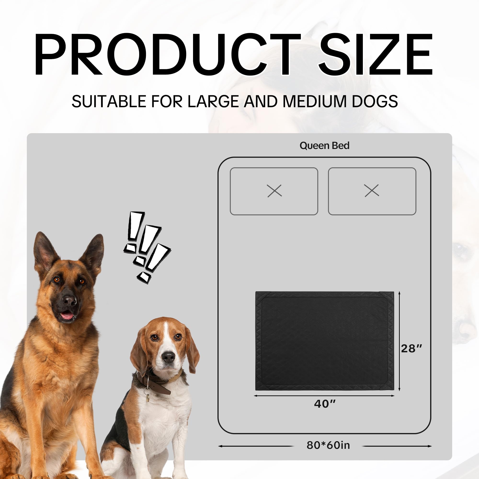 HOMBYS Randverstärkte, unzerstörbare Hundedecke, 101,6 x 71,1 cm, kaufest, reißfest und wasserdicht, Haustierdecke für aggressive Kauer, robuster Möbelschutz für Couch, Bett und Kiste, Schwarz