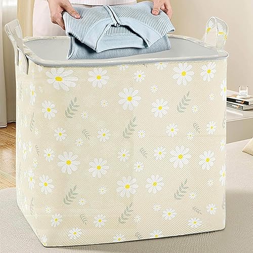 Contenedores de almacenamiento no tejidos con estampado floral con tapas y cremalleras, organizadores plegables para armario y caja de