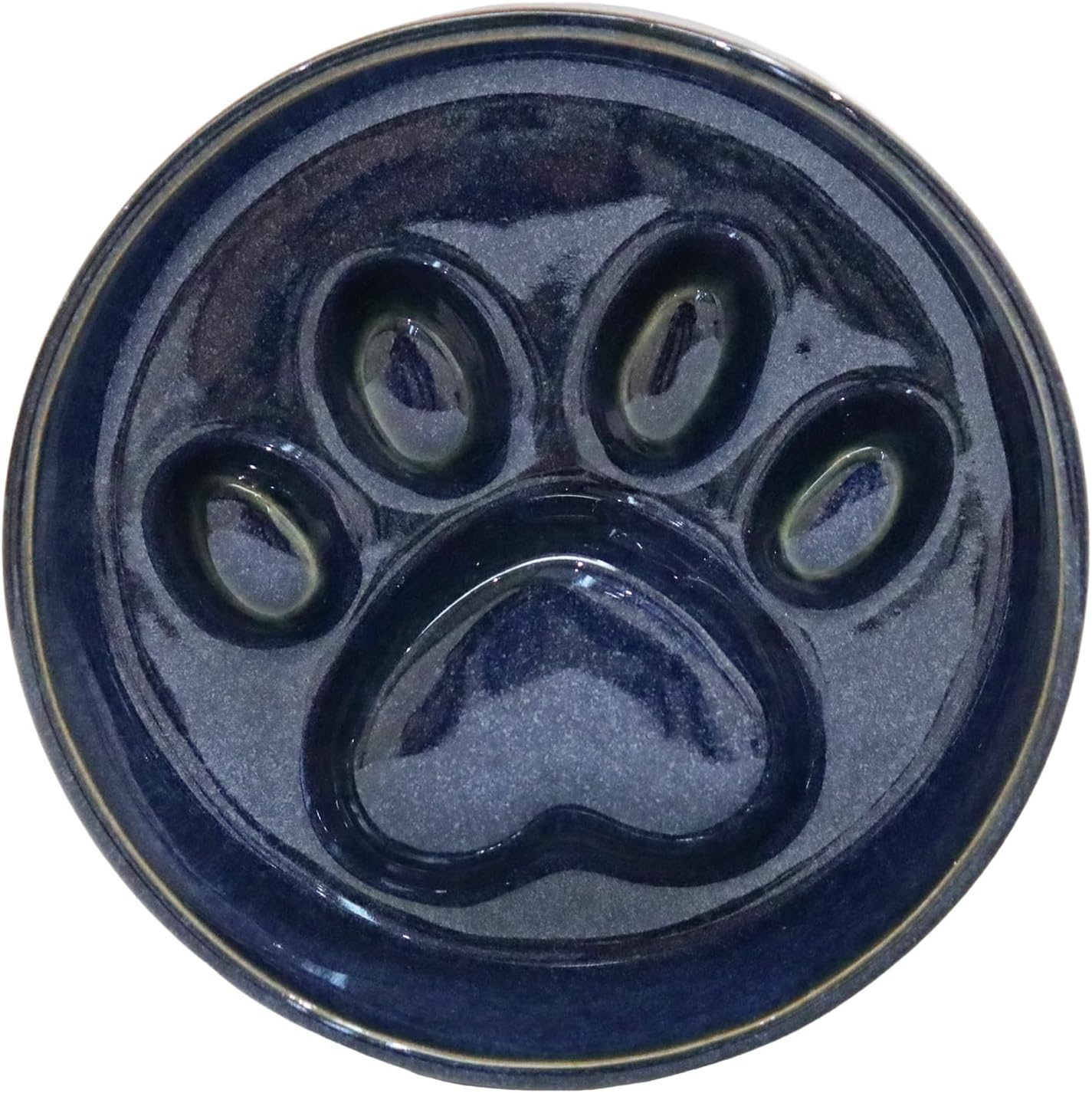 Ceramic Slow Feeder Bowl, 6.69 x 5.7 inches, Elevated Design with Paw Pattern, for Cats and Small Dogs (Khaki)