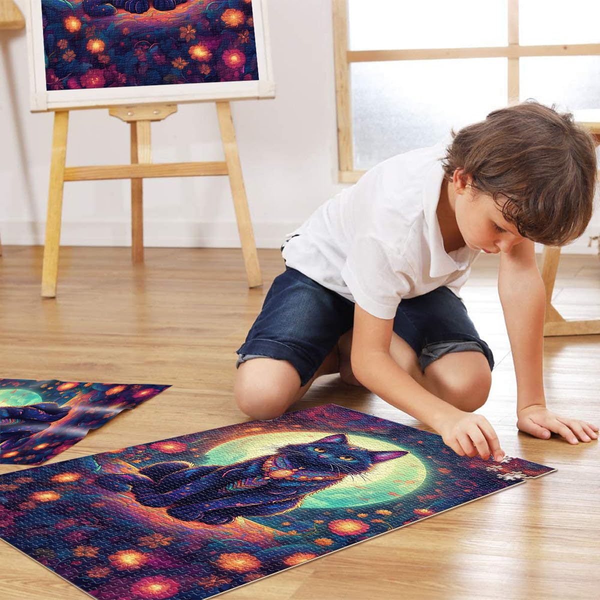 Die skurrile Katze Teenager 2000 Teile Puzzle Gehirnintelligenz-Herausforderung süchtig machendes Spielzeug für Heimdekoration 70x100cm