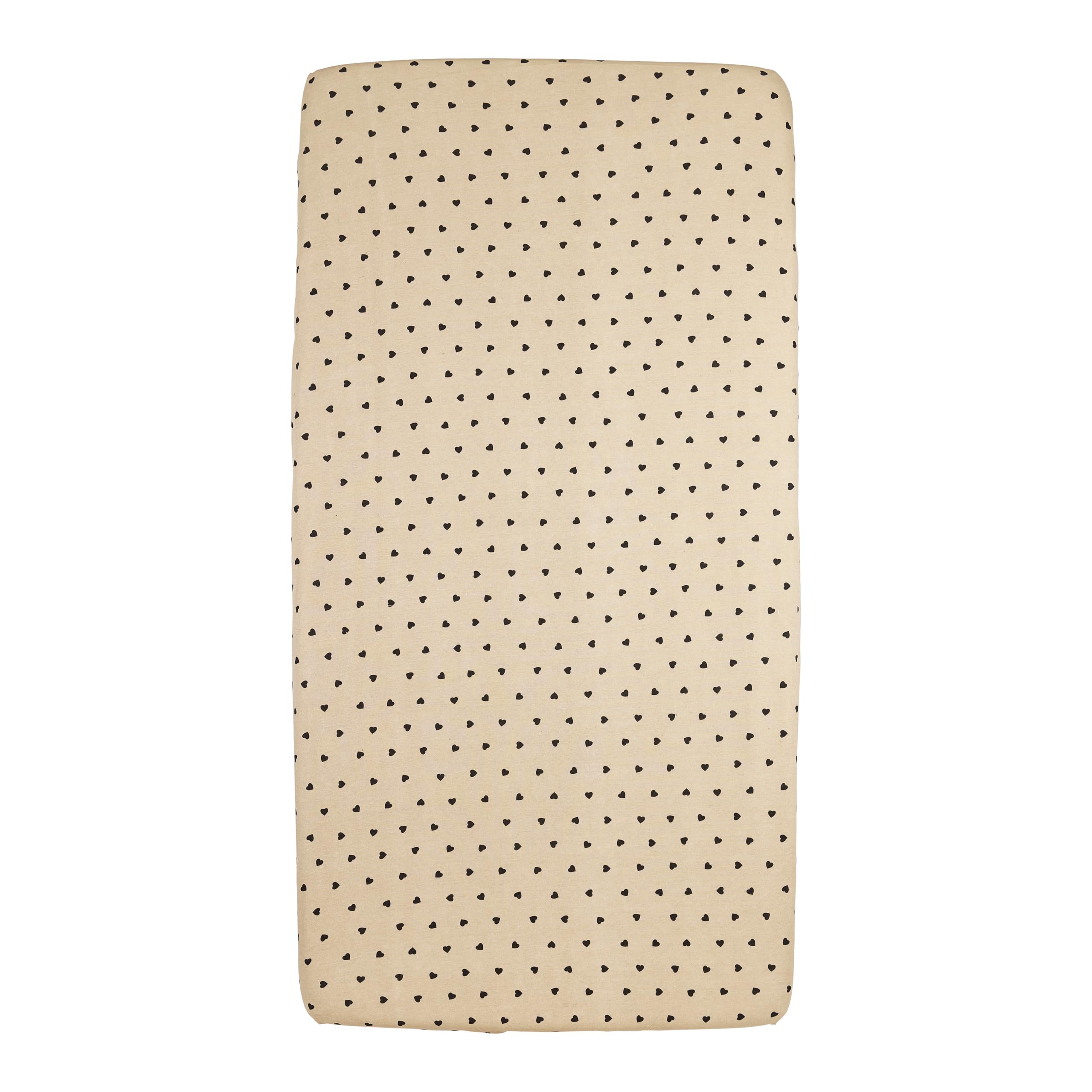 Meyco Baby Printed Jersey Fitted Sheet Sweet Heart Soft Sand/Black 70 x 140/150 cm Oeko-Tex Standard 100