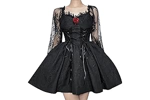 Women's Gothic Lolita Long Sleeve Lace Patchwork Emo Dress