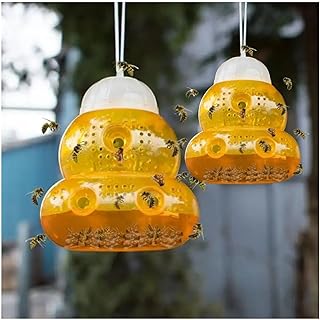 2 Pack wasp Trap,wasp Traps Wasps Repellent,wasp Deterrent wasp Trap bee Traps Catcher,Outdoor Hanging Hornet Trap,Effective, Safe, and Reusable wasp Traps Outdoor Hanging(Yellow)
