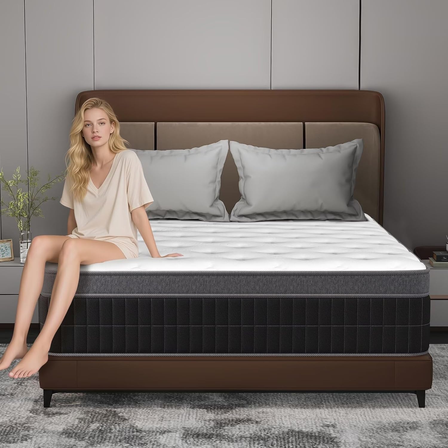 Twin Size Mattress in a Box 10 Inch Memory Foam Hybrid Mattress with Pocketed Springs Medium Firm Support Motion Isolation Edge Support 180 Night Trial