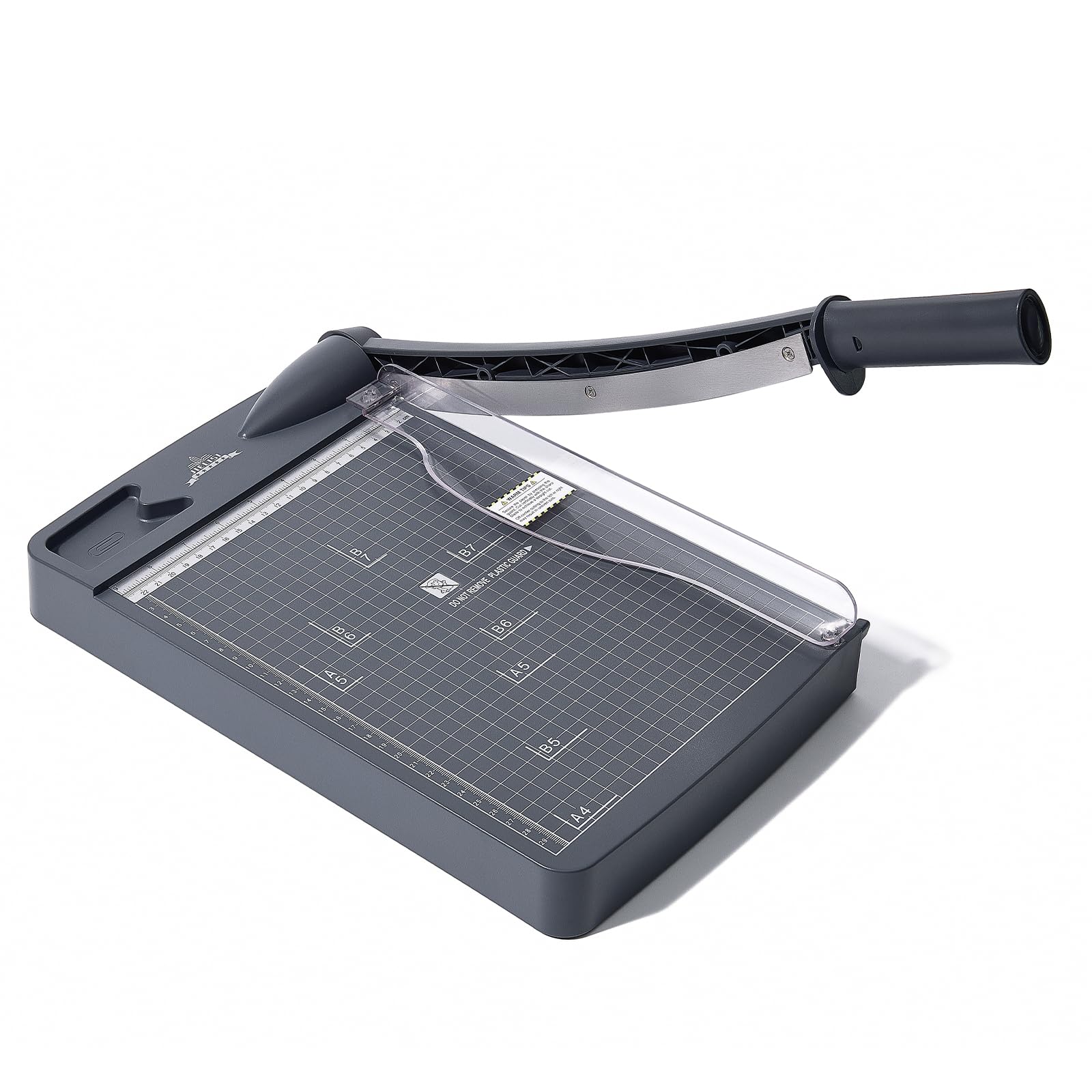 Papierschneider (Bis 80g A4, 12 Blatt Schneidleistung) Manuell Schneidemaschine, Papierschneidemaschine, Hebelschneider, Schere für Papier und Fotos, höchste Präzision（Dunkelgrau）