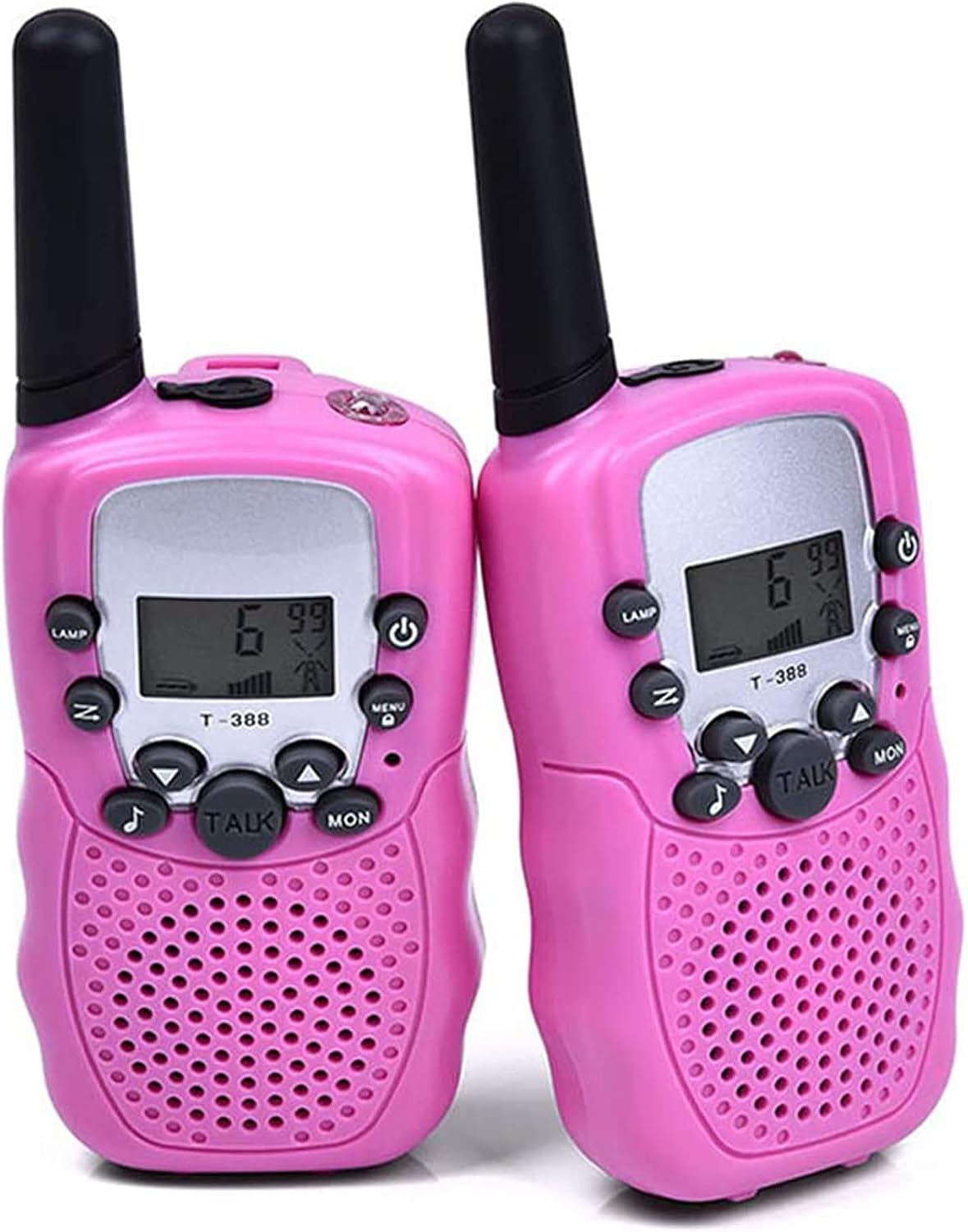 WANFEI Walkie Talkies for Kids 2 Pack, 2-Way Radio Long Range Walky Talky with 22 Channels LCD Screen VOX Flashlight 10 Call Tones Ideal Gifts Toy for Girls Boys (Rose)