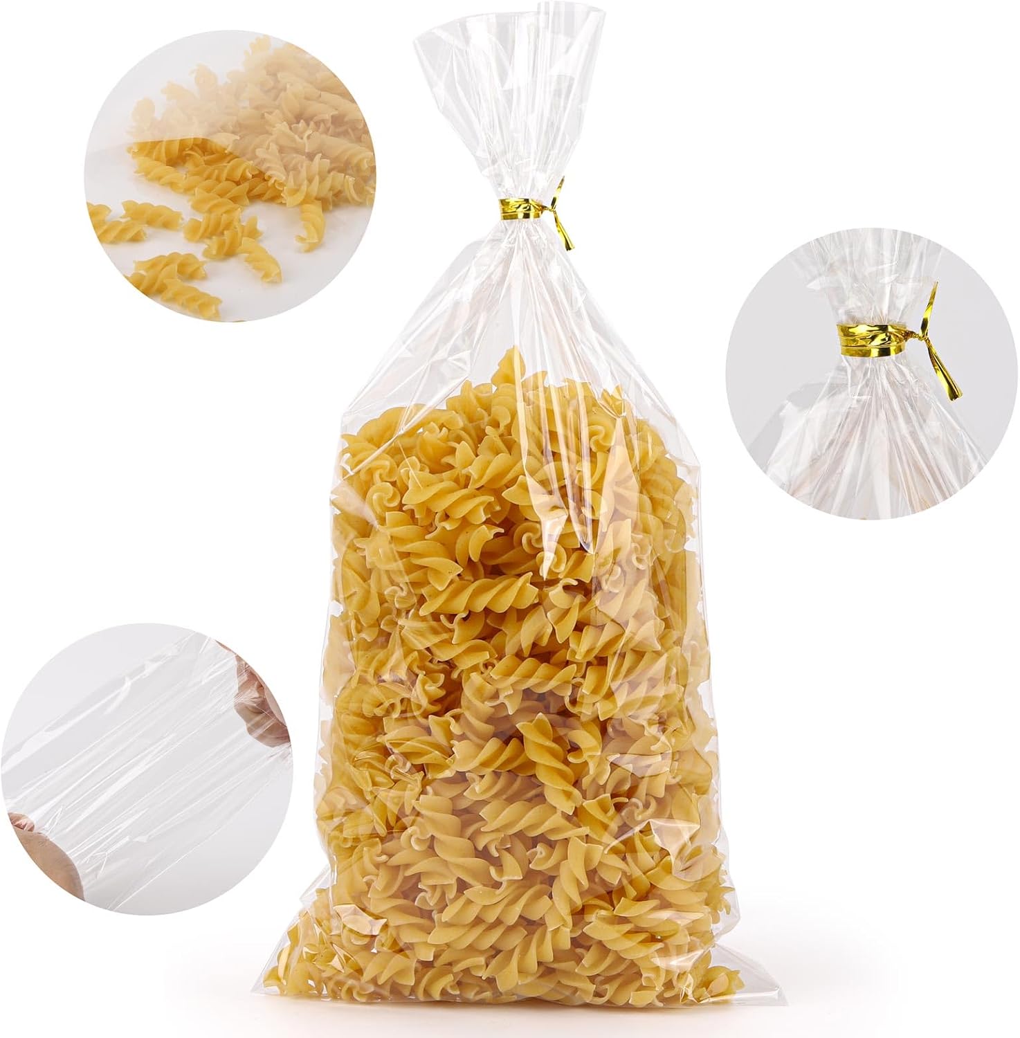 acDesign 100Pcs Clear Bags for Favors 6"x12" Treat Bags With Ties for Bakery Wedding Gift Food Storage image 3