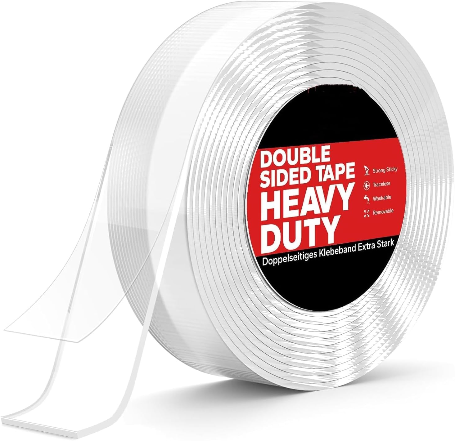 McMola Double Sided Tape Heavy Duty, Strong Nano Mounting Tape Extra Large, Sumo Strip Tape Heavy Duty, Transparent Reusable Nano Adhesive Tape for Walls Decor Picture Hanging Carpet Tape, 3M*3CM*2MM