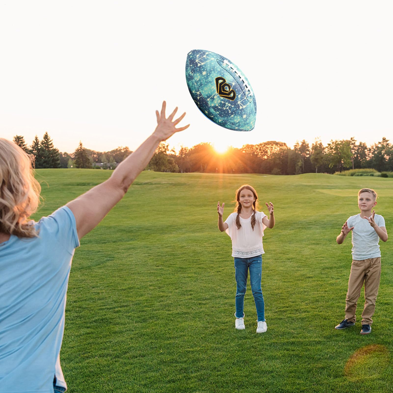 Pallone da calcio illuminato – Super Grip Junior Football Night Ball misura 6/9, americano, impermeabile, in pelle PU, sport per piscina, spiaggia e cortile