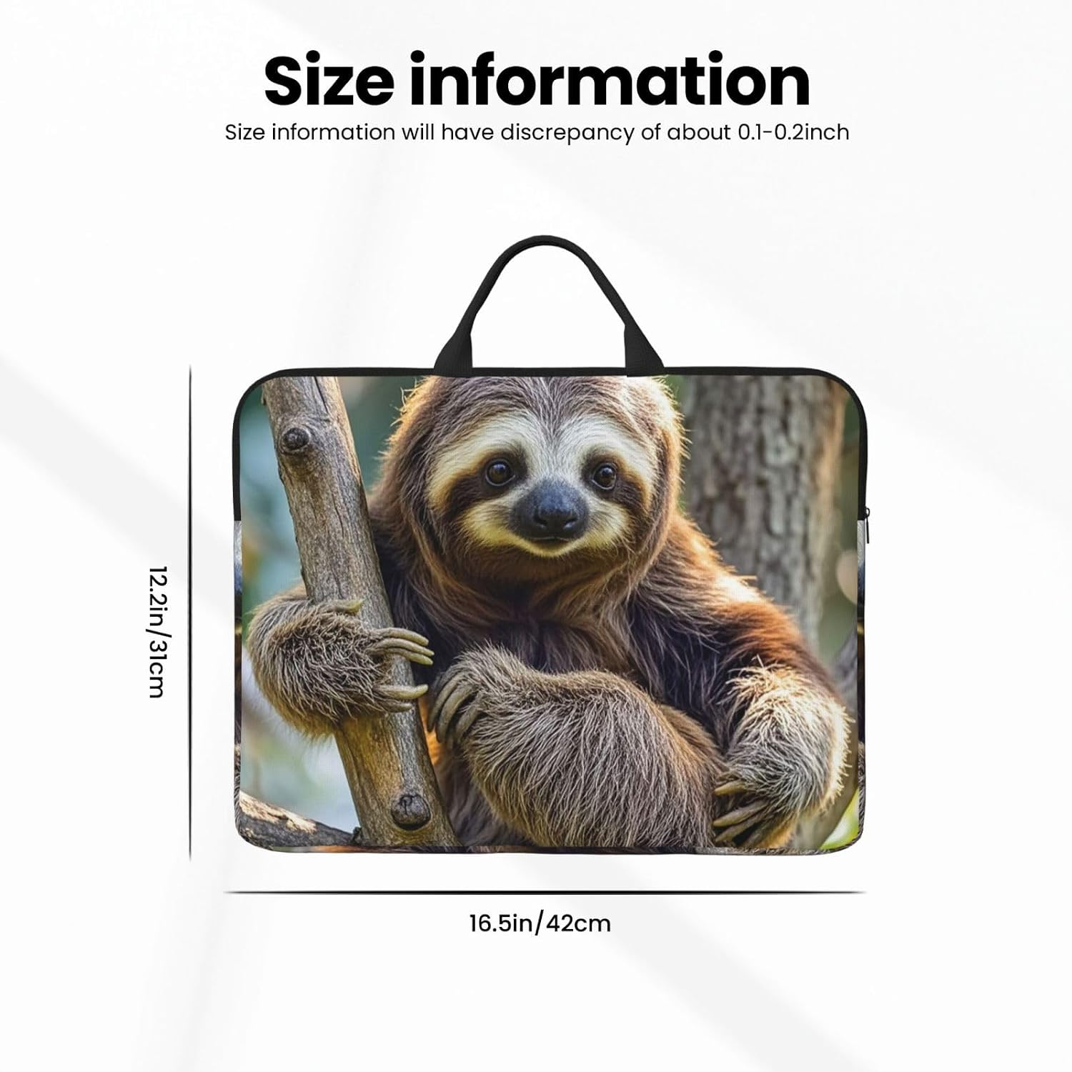 Funny Sloth Laptop Sleeve Case 14 Inch Waterproof Lightweight Laptop Case Bag with Handle Travel Laptop Bag Briefcase Messenger Bag for Women Men image 3