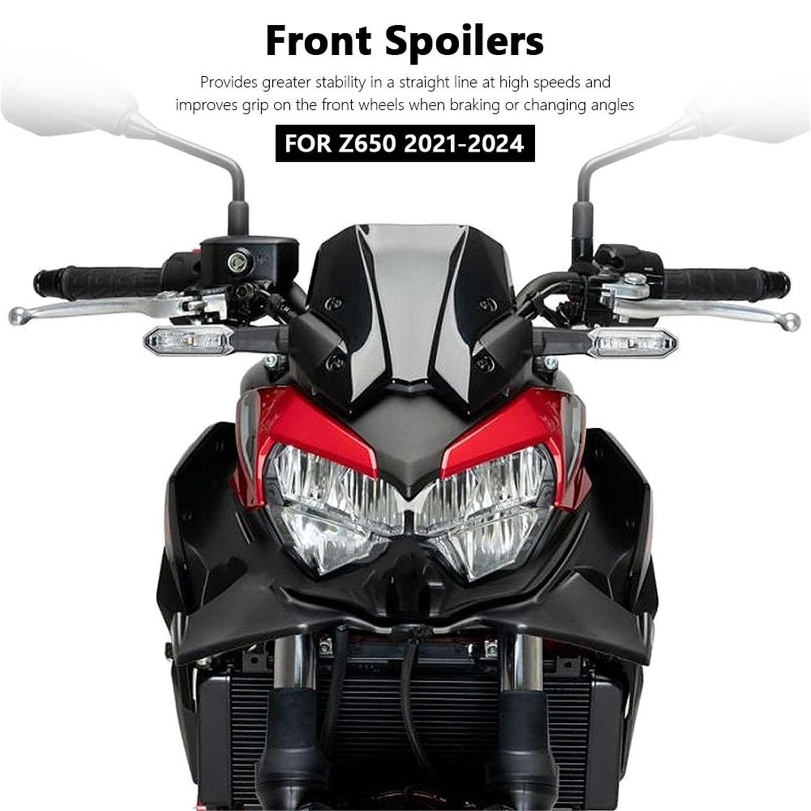 Front Bumper Splitter dachowy Pasuje do Kawasaki Z 650 Z650 2021-2025 Spoiler Winglets Aerodynamiczny Przednia Owiewka Akcesoria