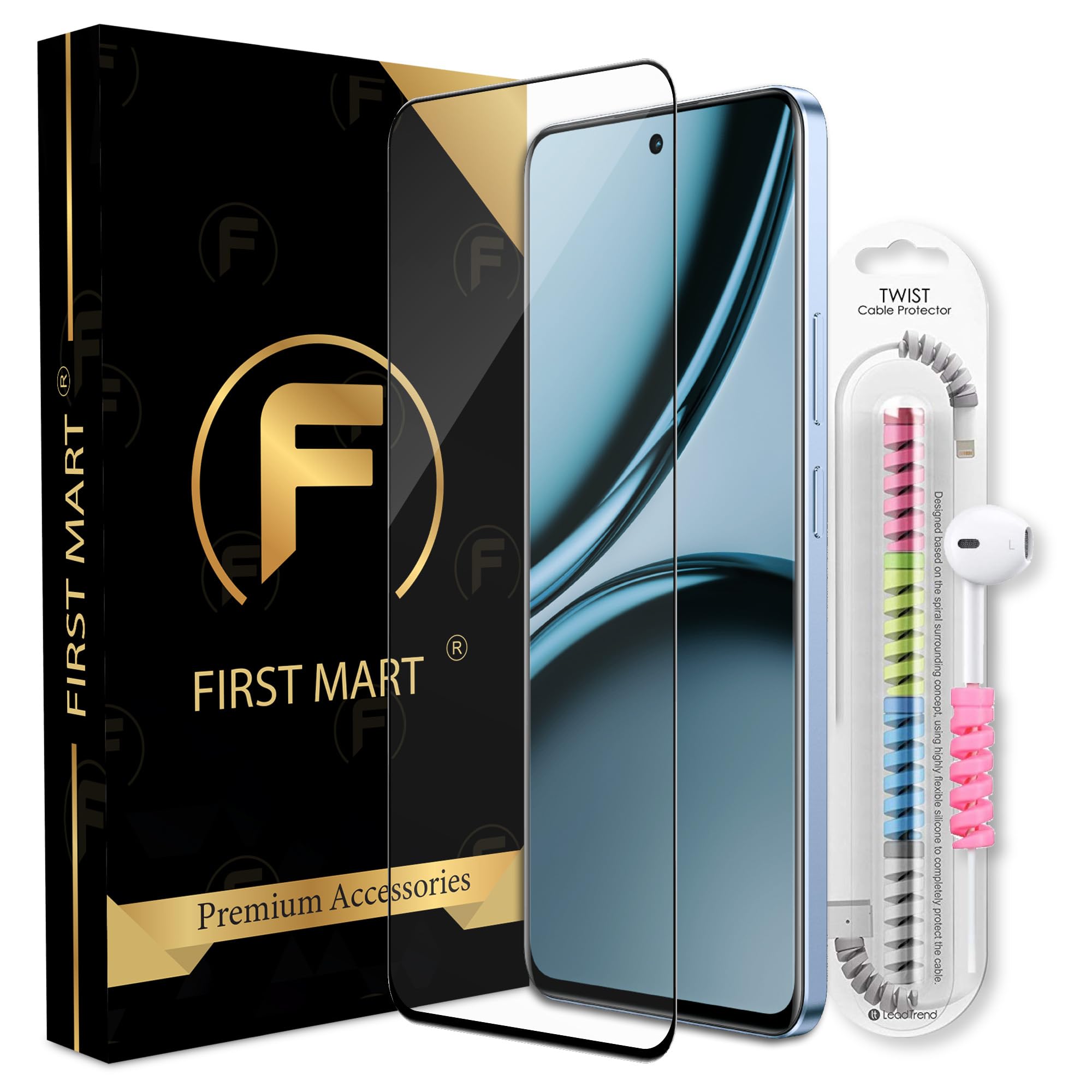 FIRST MART Premium Tempered Glass for Realme Narzo 70 5G / Realme 12+ 5G / Realme Narzo 70 Pro 5G with Edge to Edge Coverage and Cable Protector and Easy Installation Kit, Pack of 1 (B0CYP2L378) Amazon Price History, Amazon Price Tracker