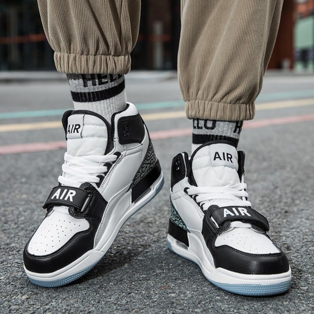 Sneaker Herren Damen Retro Skateboardschuhe Laufschuhe Turnschuhe mit Luftpolster Walkingschuhe Studenten Anti-Rutsch leichter Jungen Mädchen Basketballschuhe modisch Sportschuhe (Weiß Schwarz 4,39)