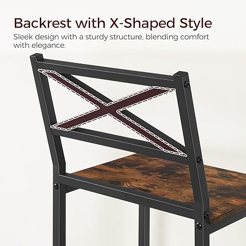 Miniatura 9 de Taburetes de bar, juego de 2 sillas de bar con respaldo y reposapiés, taburetes de barra de mostrador de 26 pulgadas de alto, sillas de bar de