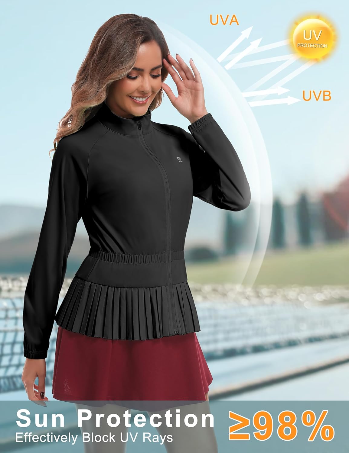 Little Donkey Andy Women's Casual Jacket Long Sleeve Hiking Athletic Golf Jackets UPF 50+ Sun Shirt with Elastic Waistband - Image 5