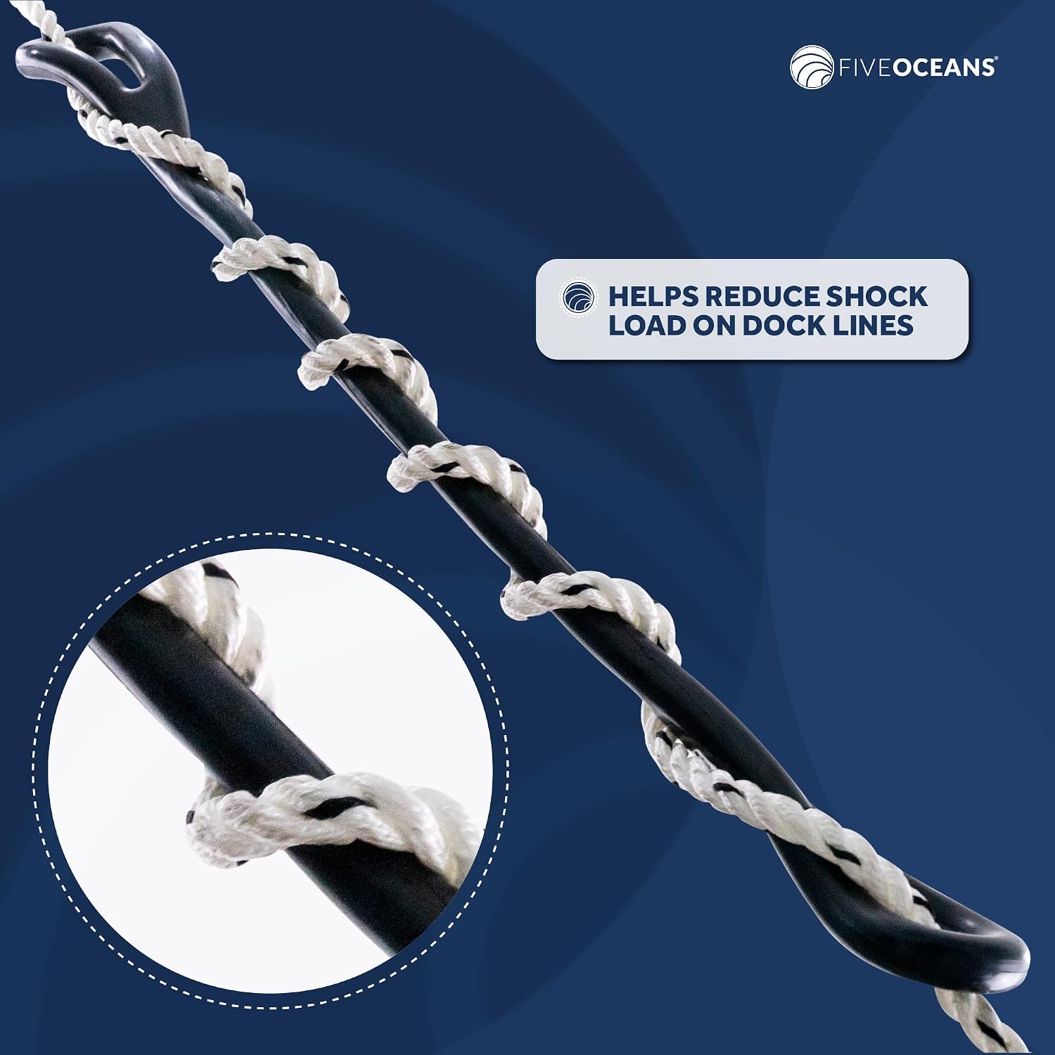 Five Oceans Marine Boat Mooring Line Rubber Snubbers, 23-1/4 inches 2-Pack FO1400-M2