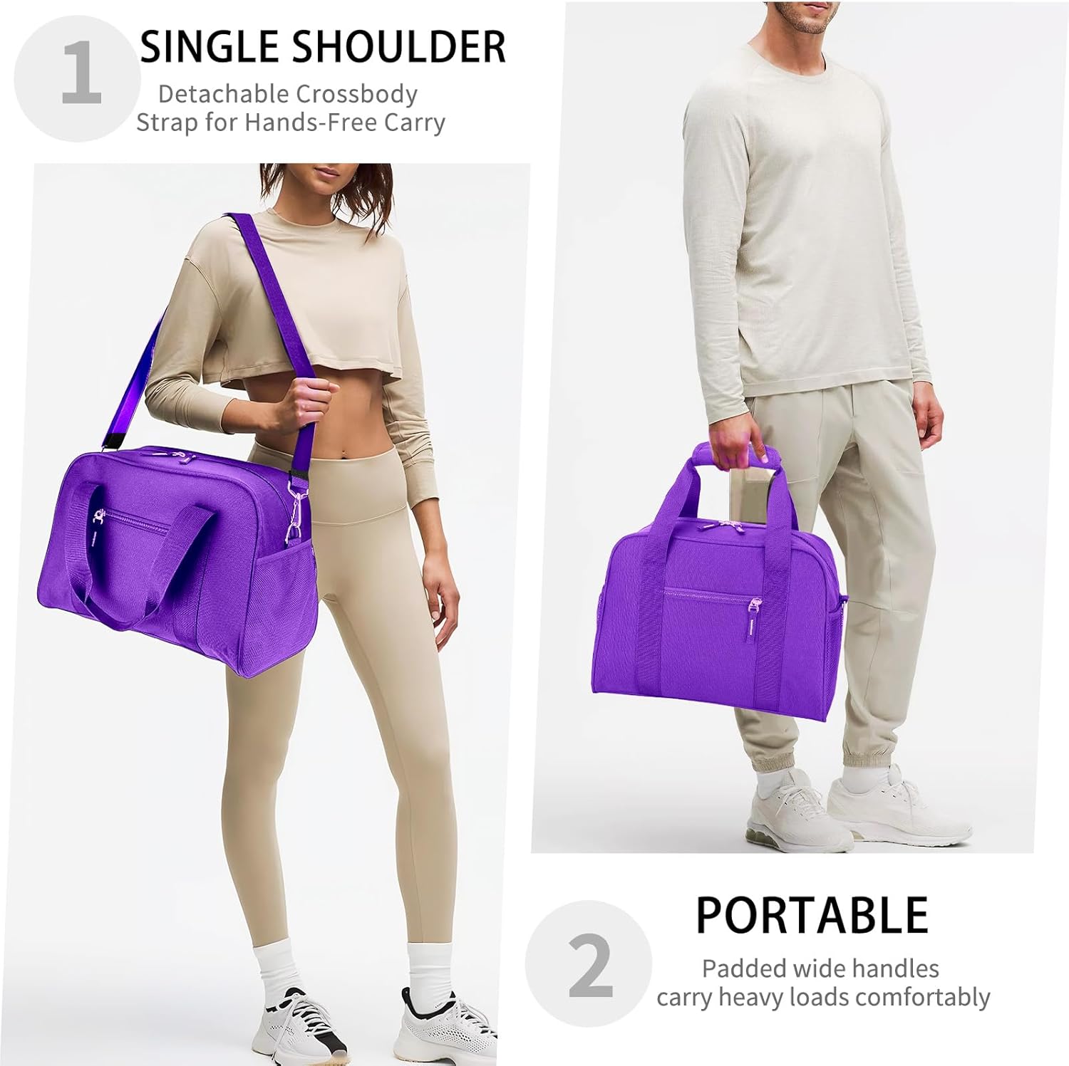 SeaRock 14 inch Small Gym Bag for Men & Women, Mini Duffle Bag for Travel Sports, Lightweight Carry On Duffel Bag, Purple - Image 3