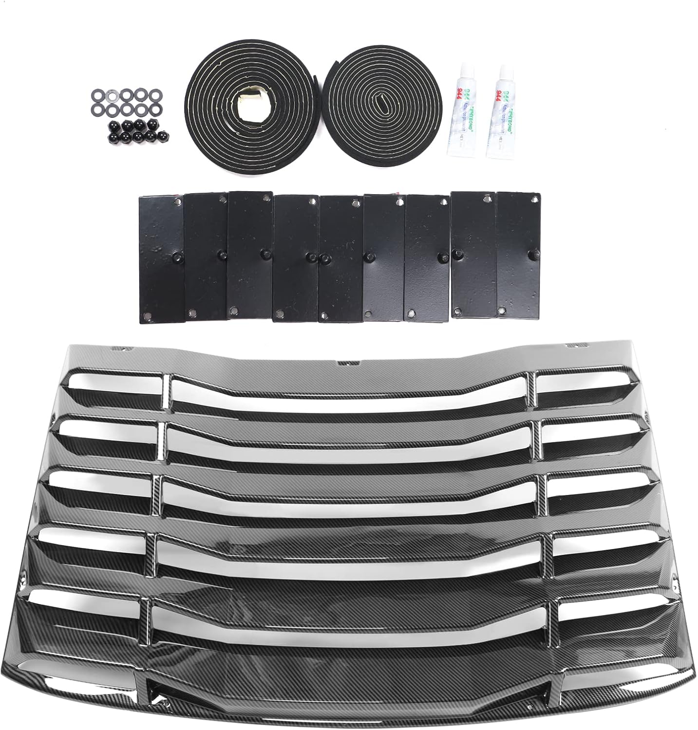 FREEMOTOR802 Rear Window Louver, Compatible with 2016-2024 Chevrolet Camaro Coupe, ABS Plastic Rear Windshield Sun Shade Cover, Carbon Fiber Look