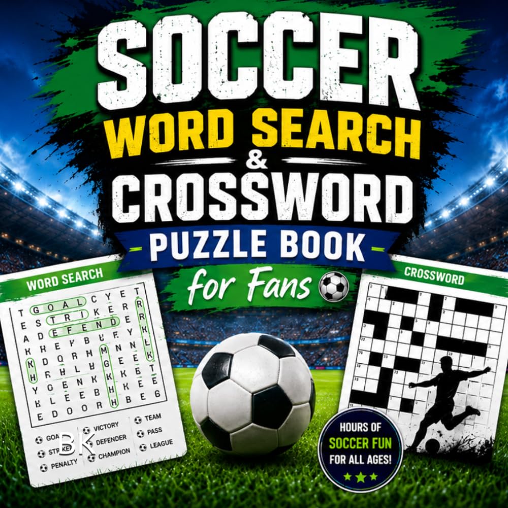 Soccer Word Search & Crossword Puzzle Book for Fans