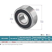 Vista 2 de XIKE 1 Pcs 2201-2RS Sealed Self-Aligning Ball Bearings 12x32x14mm, Lubricated and Chrome Steel Fits
