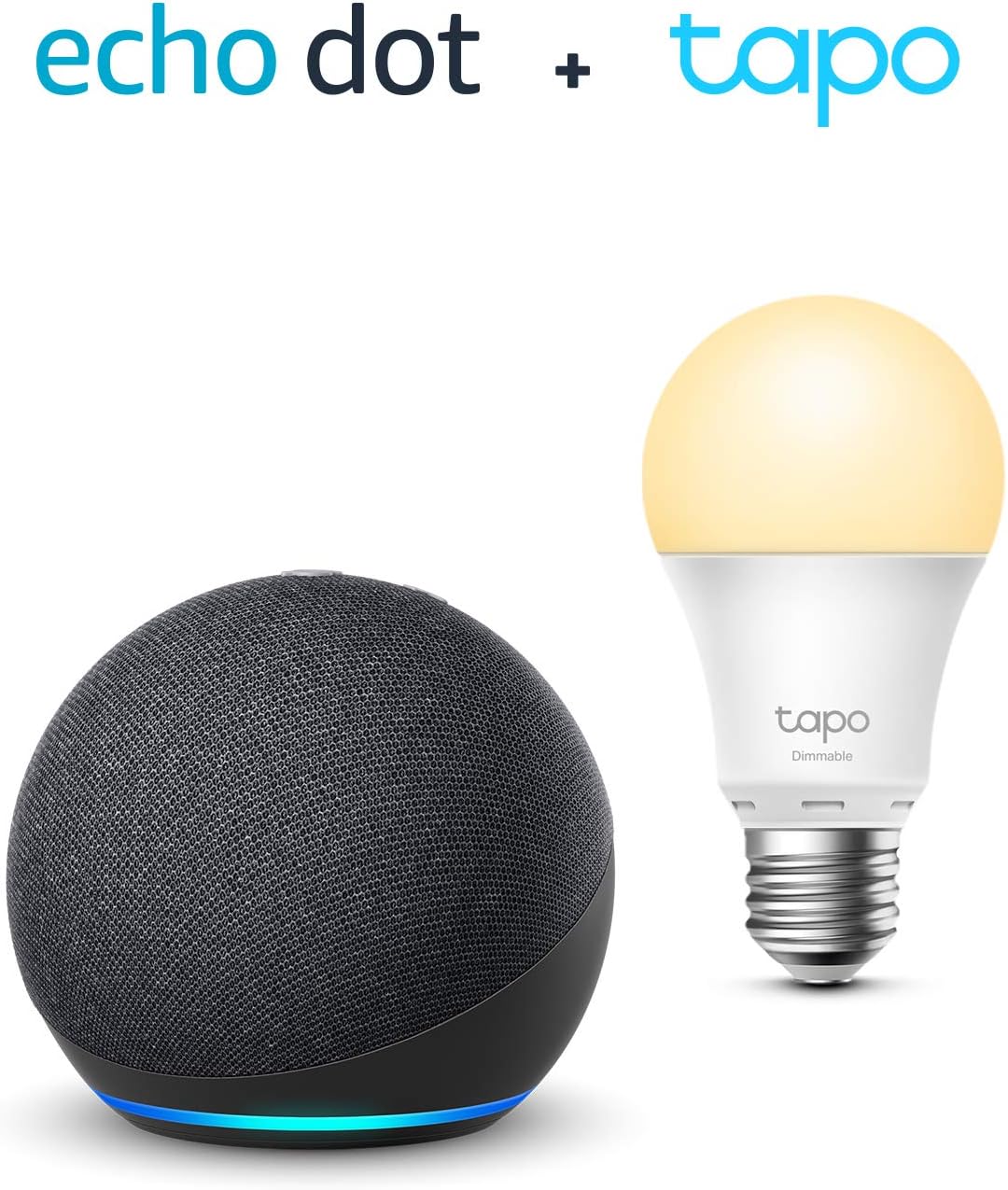 All-new Echo Dot (4th generation), Charcoal + TP-Link Tapo smart bulb (E27), Works with Alexa