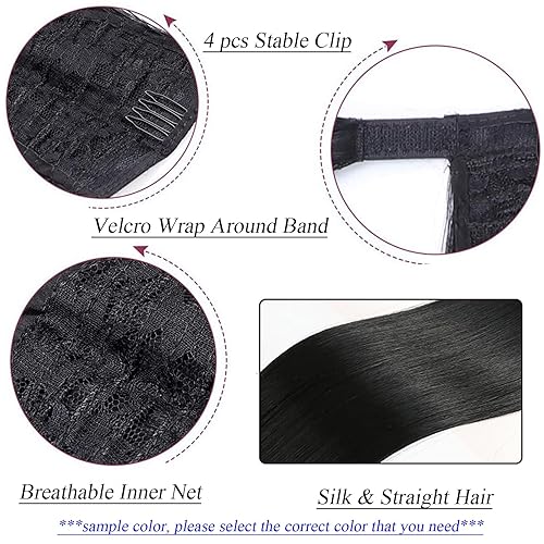 Miniatura 5 de Extensión de cola de caballo con clip, color rubio oscuro, cola de caballo sintética larga, 23.6 in, para mujeres negras, 3.53 oz, 24 pulgadas