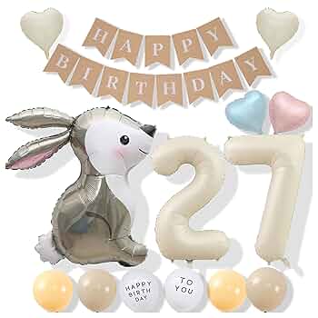 Amazon | 【風船屋】27歳 誕生日 飾り付けセット うさぎ