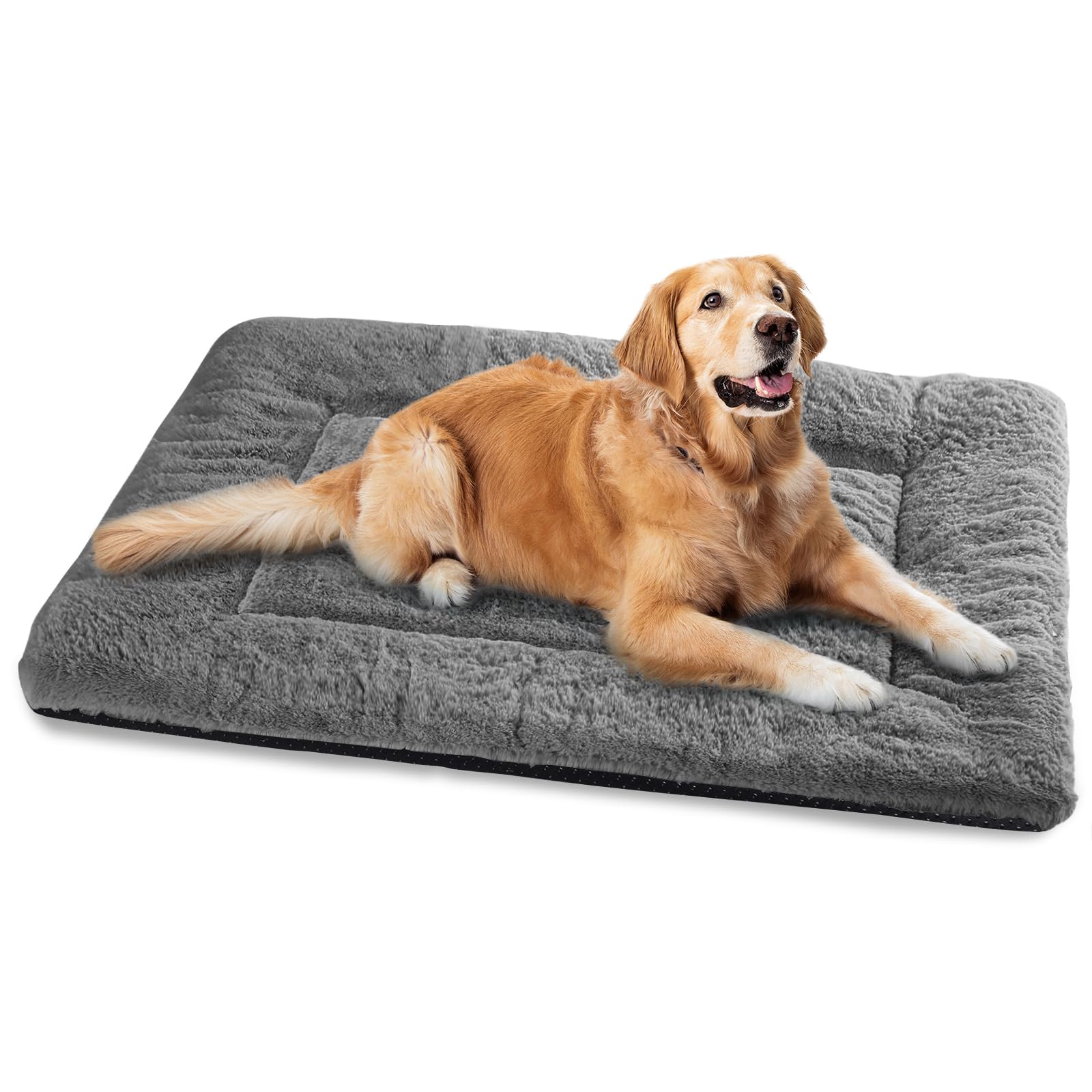 Baodan Dog Bed Large Washable, Plush Pet Cat Beds Cushion Mattress, Soft Warm Dog Mat Pad for Medium Large Dogs- 122x75 cm, Dark Grey