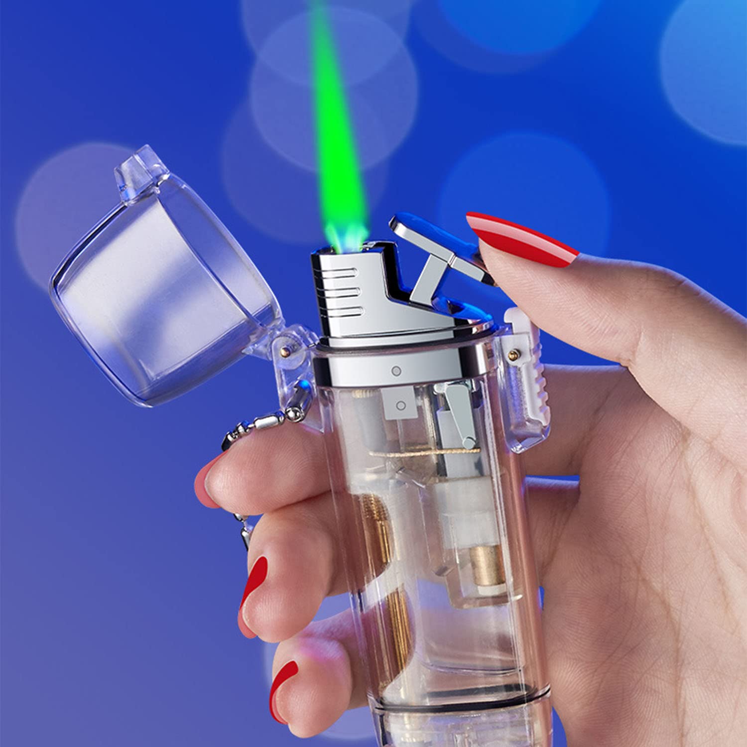 Briquet Torche Étanche Vert Jet Flamme Rechargeable Extérieur Coupe-Vent Briquet de Poche avec Breloque Chaîne Cadeau pour Homme Femme Couple (gaz Butane Non Inclus),Pink