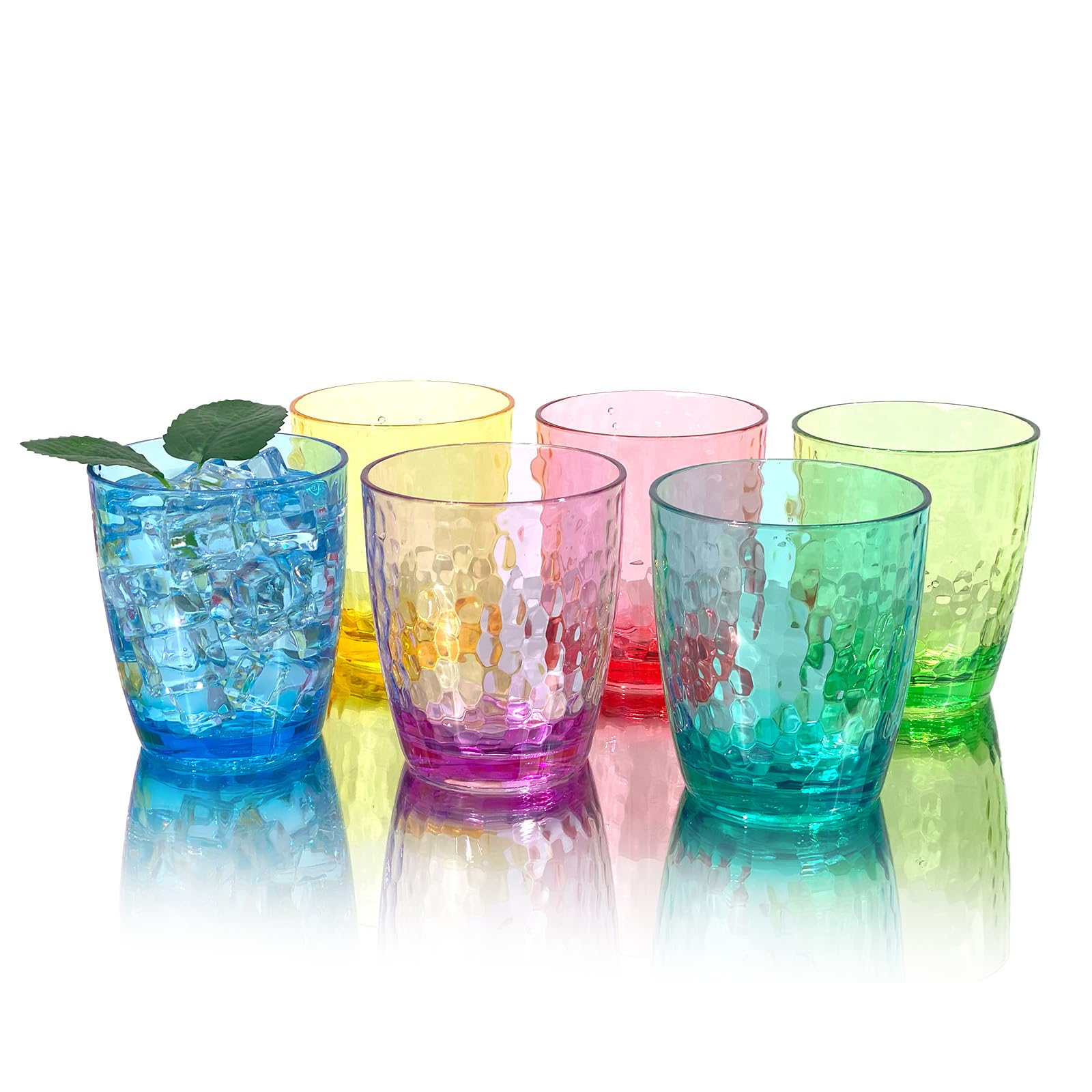 Yanglonghui 26-Ounce Plastic Tumblers (Set of 6), Reusable Plastic Mugs, BPA-Free Acrylic to Drink Mugs, Shatter Resistant, Textured Interior, Dishwasher Safe (Multi Color, 15 Ounce)