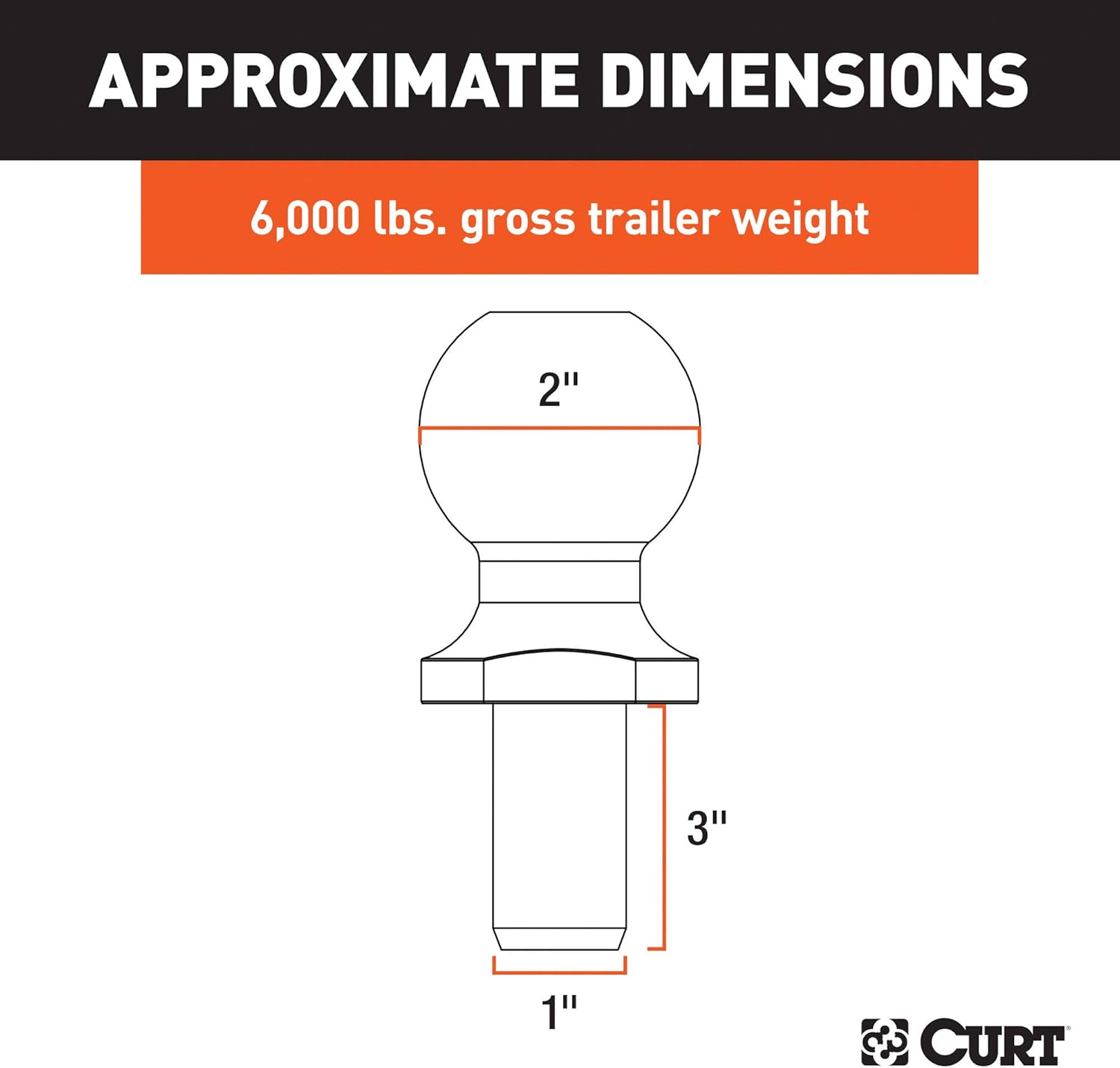CURT Manufacturing 40074 2 in. Diameter Chrome Trailer Ball, Packaged