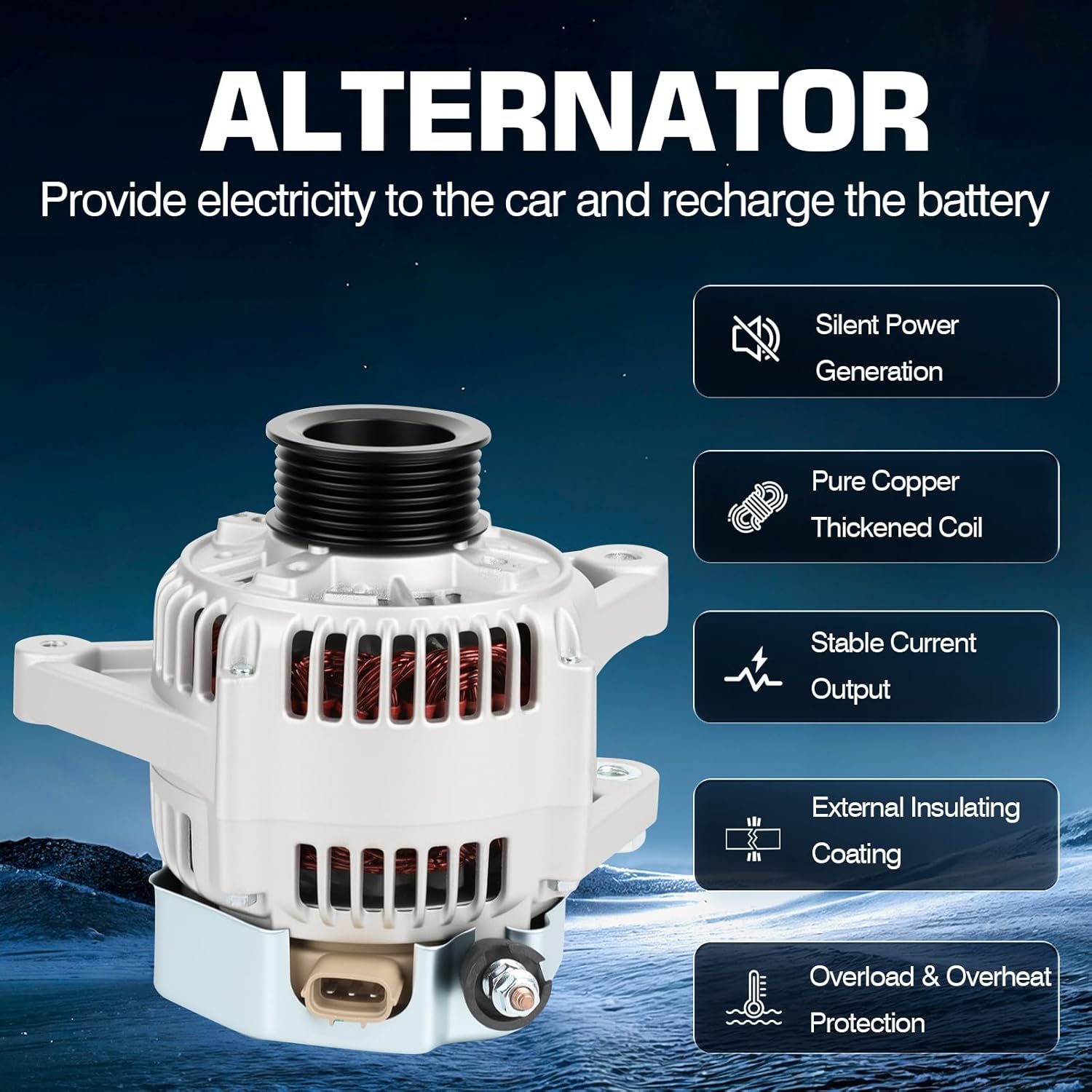 13806N 27060-20090 100 Amp Alternator for Toyota Avalon 1998-1999,for Toyota Sienna 1998-2003 Automotive Alternators Replace#OE 13806,101211-7670,121000-3800,27060-0A040,27060-0A040-84,27060-20090-84