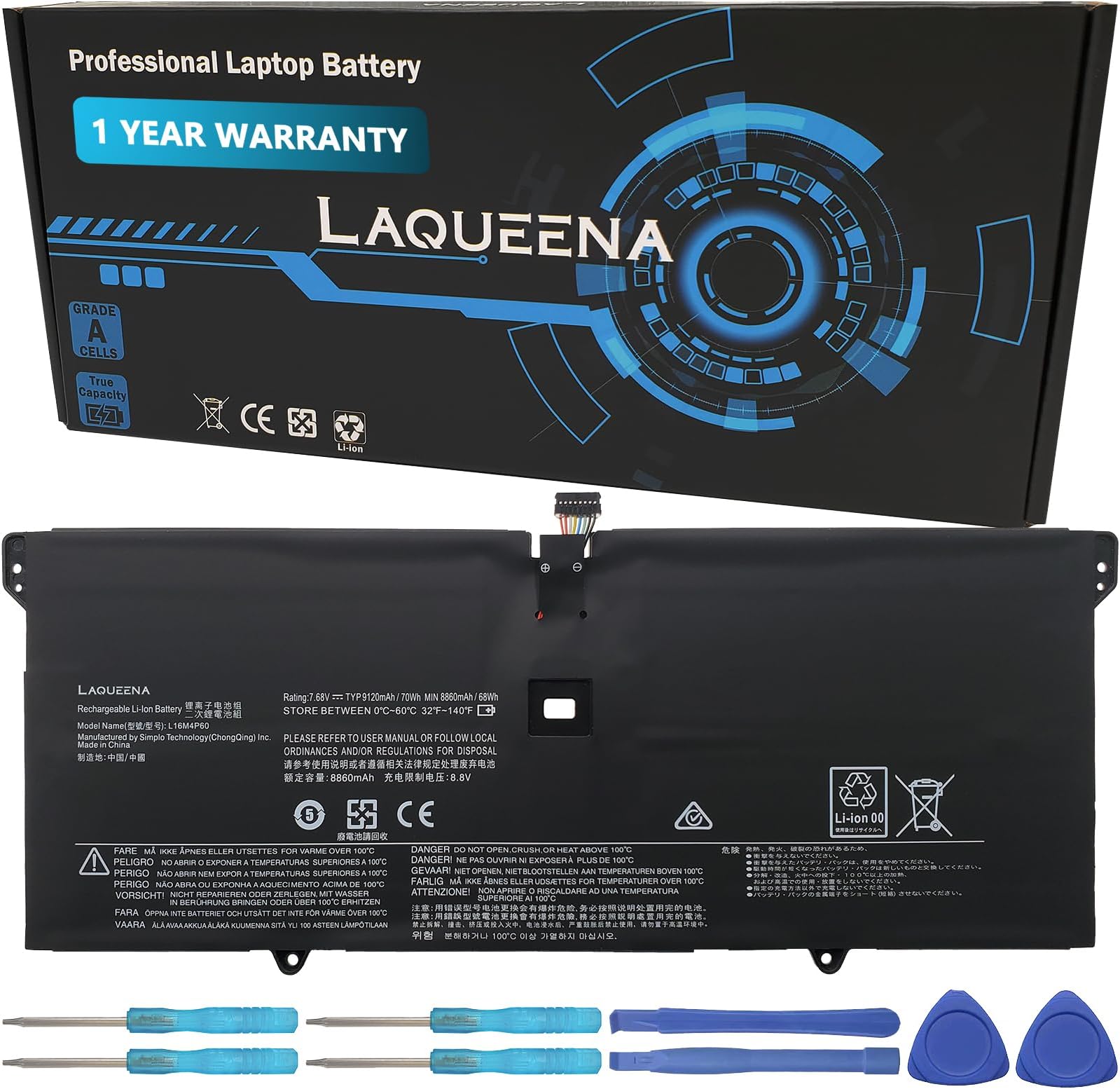 L16M4P60 Laptop Battery Compatible with Lenovo Yoga 920 920-13IKB 920-131KB 920-13IKB-80Y7 80Y8 81TF Ideapad Flex Pro-13IKB Yoga 6 Pro-13IKB L16C4P61 5B10N01565 5B10N17665 5B10W67249