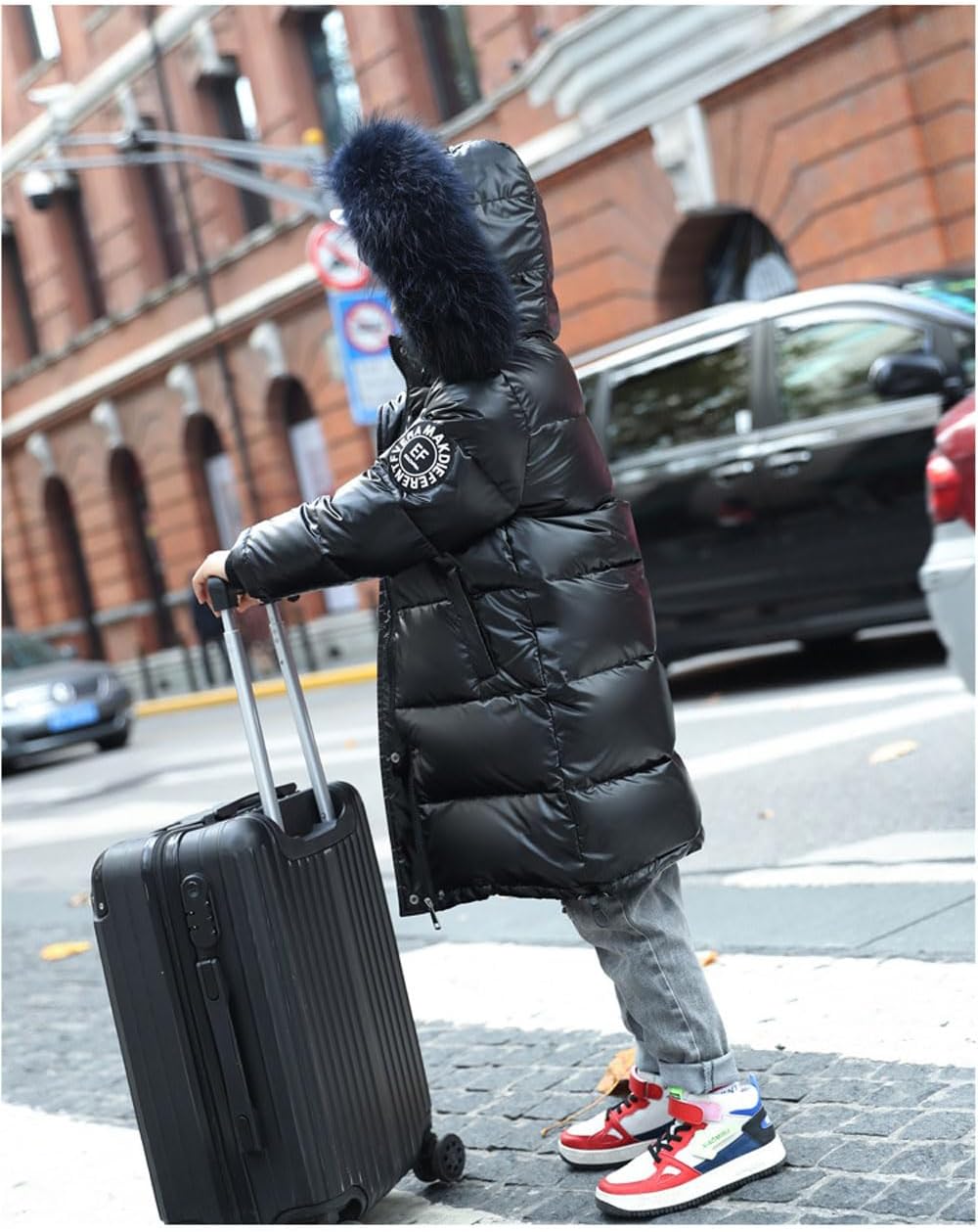 Kid Girls Fur Hooded Parka Puffer Down Jacket Coat Thick Winter Parka Mid Long Duck Down Puffer Padded Jacket - Image 4