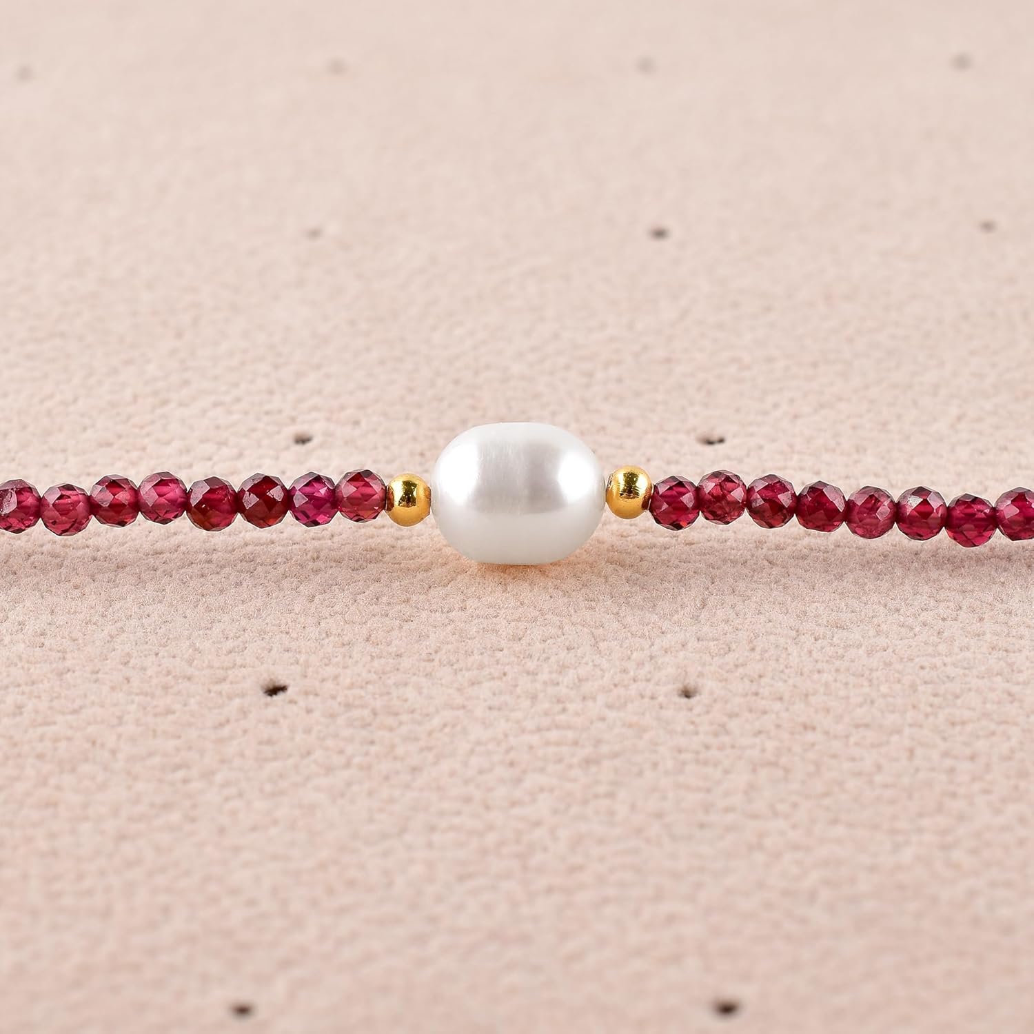 InfinityGemsArt Gemstone Gold Necklace For Women, Birthstone Natural Crystal Stone With Freshwater Pearl Beaded Jewelry, Gold Plated 18 Inch Chain