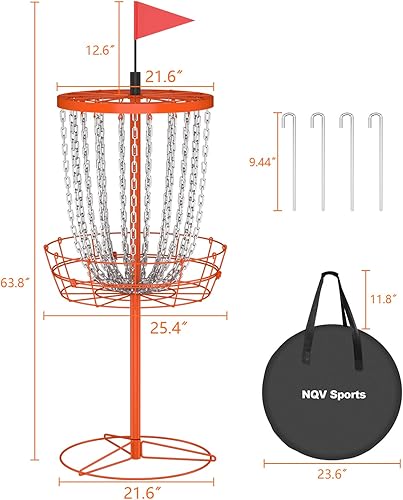 Miniatura 4 de NQV Cestas de golf de disco portátiles con bolsa, 24 objetivos de cadena para práctica profesional en interiores y exteriores