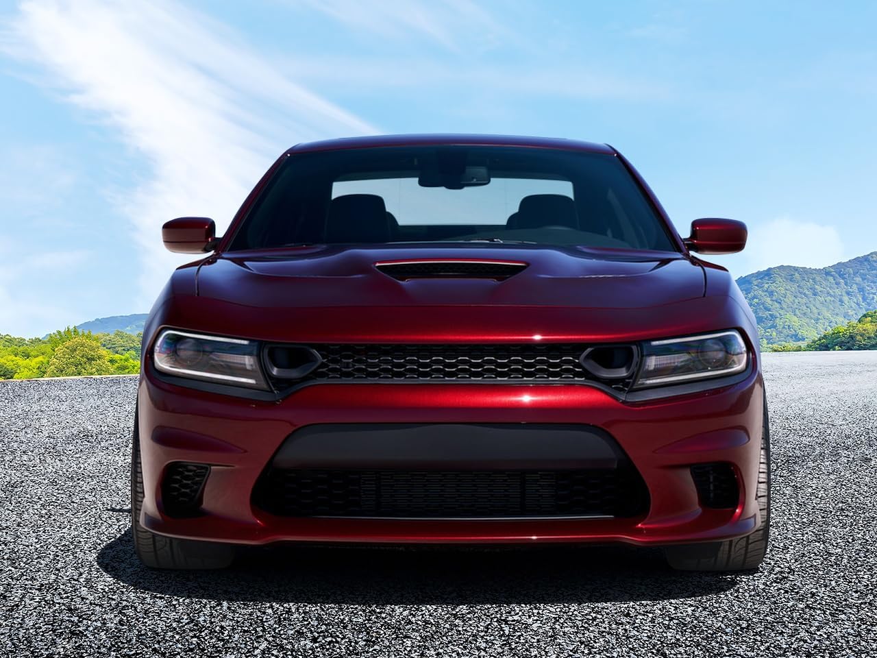 IKON MOTORSPORTS, Front Bumper Cover Compatible With 2015-2023 Dodge Charger Scat Pack & SRT 392 & Hellcat (Not fit Widebody), Unpainted Front Bumper Conversion Replacement PP