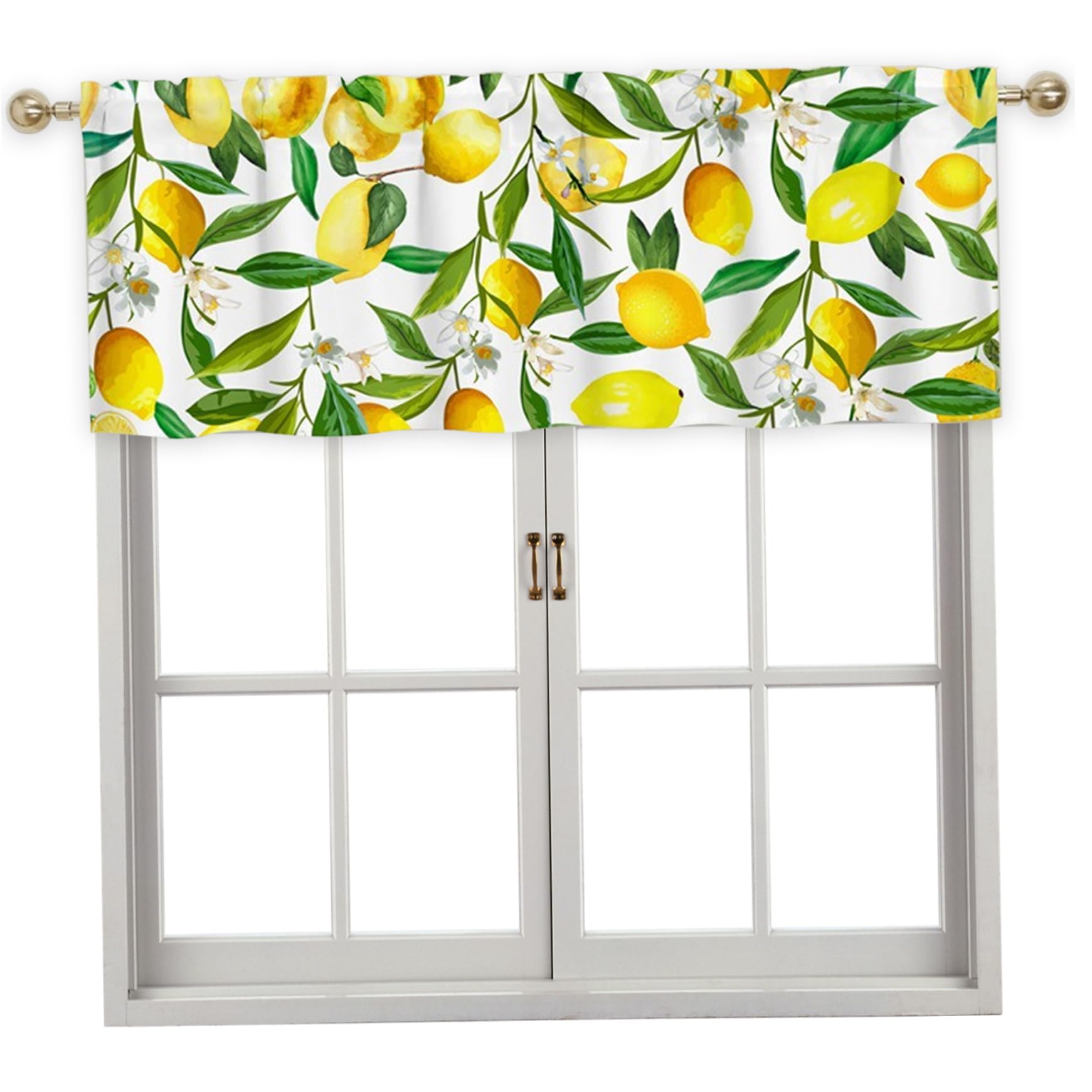 Lemon Valance For Kitchen, Lemon Kitchen Curtains 52 x 18'' Lemon Valance for Kitchen Rod Pocket Farmhouse Curtains & Drapes Short Curtain for Kitchen Window Curtains Over Sink, Lemon Curtains
