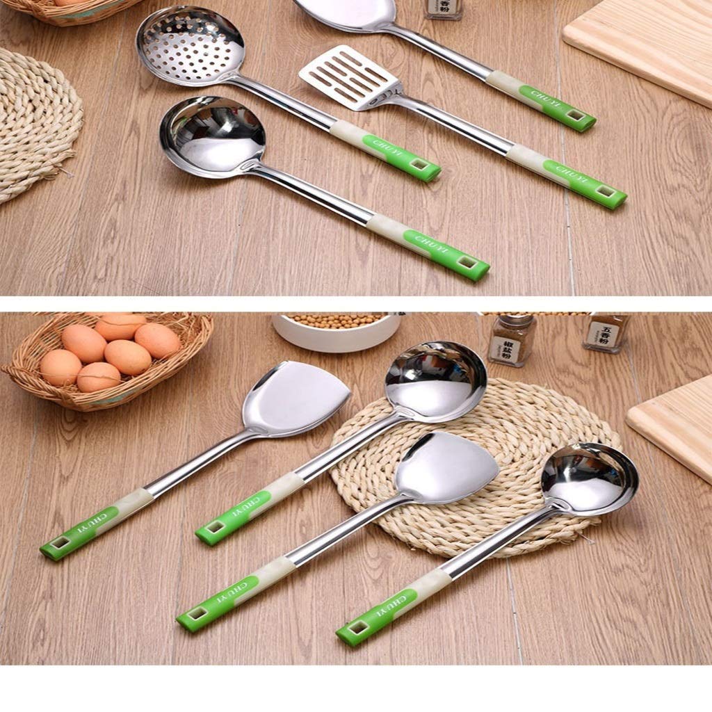 KPNG Stainless Steel Cooking Utensil Set with Nylon Handles Kitchen Gadgets Cookware Set, Best Gift – Kitchen Tool Set Or Single Pcs(Green). (Set of 1 Pcs, Soup Ladle)