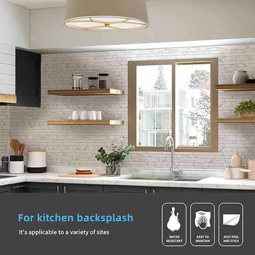 Miniatura 9 de Art3d Azulejos autoadhesivos para salpicaduras de cocina, 10 hojas autoadhesivas extraíbles para pegar en azulejos de pared de vinilo, 12 x 12