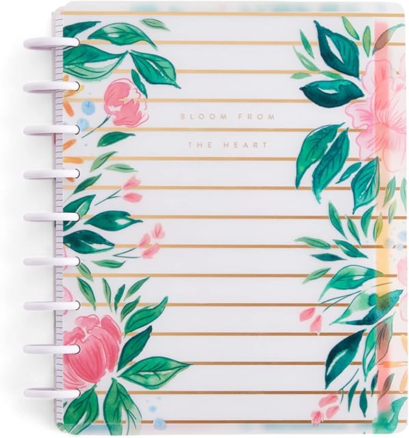 The Happy Planner Plans + Notes Monthly Planner - 12 Month Undated Planner - 9 Sheet Daily Planner with 4 Dividers & 12 Sticker Sheets - Watercolour Florals Theme - Classic Sized 9.8" x 8.5"