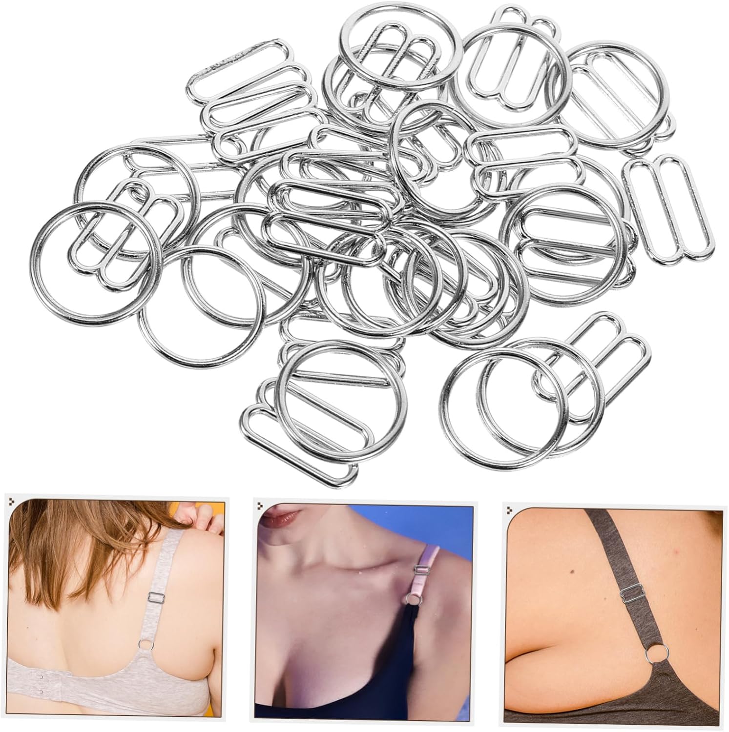 60pairs Material Fasteners Buckles for Diy Straps Clips Racerback Clip