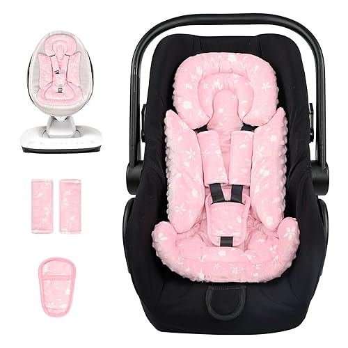 Soporte para la cabeza del asiento de automóvil para bebé, inserto suave para asiento de automóvil con fundas de correa para niñas, inserto para