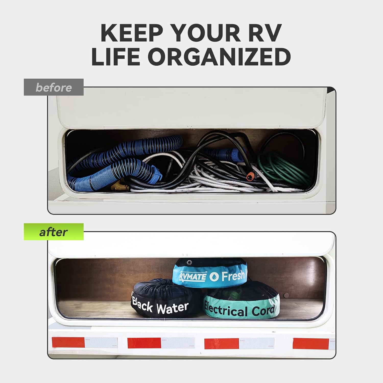RVMATE RV Hose Bags 3 Pack, Waterproof RV Storage Bags for Electrical Cords/Fresh Water Hoses/Sewer Hoses and RV Accessories Storage and Organization