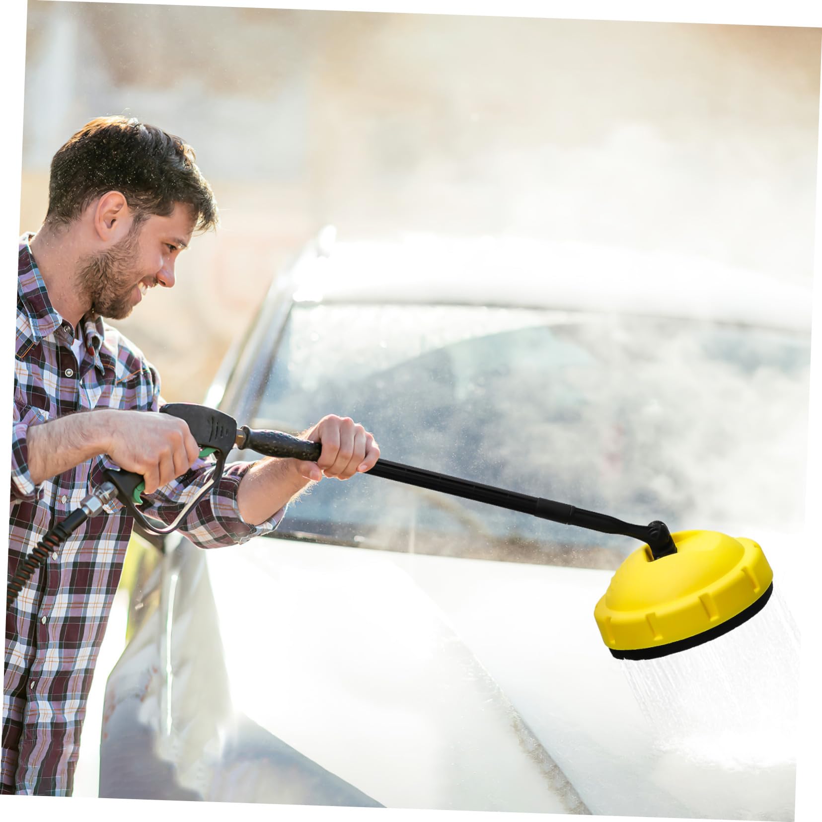 NOLITOY Hidrolavadora Rotativa para Automóviles Limpieza De Patios y Garajes [Alta Presión] [Boquilla Giratoria Plástico] Mango Largo para Superficies Planas Exteriores