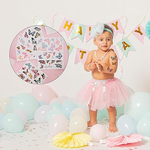 Miniatura 6 de 10 hojas99 piezas de tatuajes temporales de mariposas, coloridas calcomanías de tatuaje de mariposa impermeables, lindo tatuaje de mariposa para