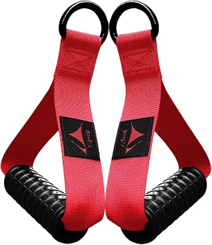 Heavy Duty Exercise Handles, Ultra-Durable Rubber Workout Grip Attachments for Cable Machines, LAT Pulldown, Resistance Bands, Home Gym and Commercial Fitness Equipment Glory Red XR