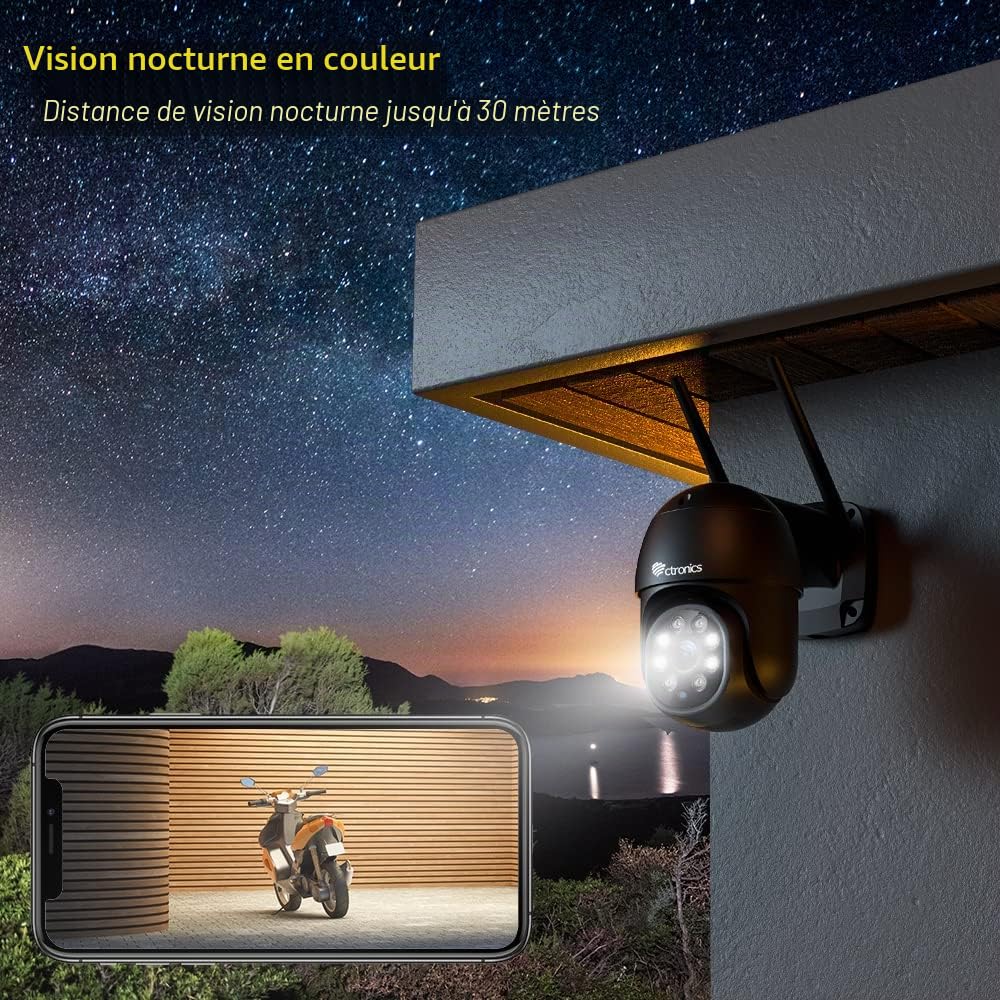 Ctronics 4MP Caméra Surveillance WiFi Extérieure, 2.4/5Ghz WiFi PTZ Caméra IP, Vision Nocturne Couleur, Détection Humaine, Suivi Automatique, Cloud, Audio Bidirectionnel, IP66 (2 Pack) | 2.4/5Ghz WiFi, Vision Nocturne Couleur, Détection Humaine, Suivi Aut